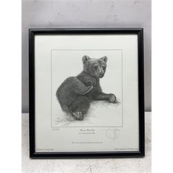 Gary Hodges (British 1954-): 'Brown Bear Cub', limited edition monochrome print signed and numbered 239/850 in pencil 26cm x 23cm