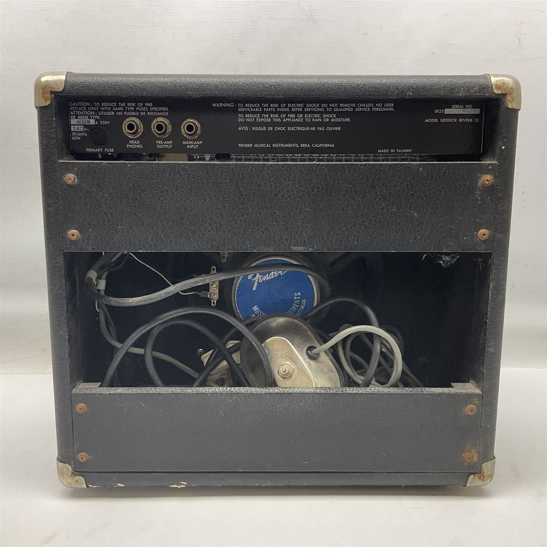 Aria Sinsonido mahogany electric travel guitar, serial no.0502385 L86cm; in original gig bag with earphones and GM11 Minituner; together with Fender Sidekick Reverb 25 amplifier and Marshall MG Series 15DFX amplifier (3)