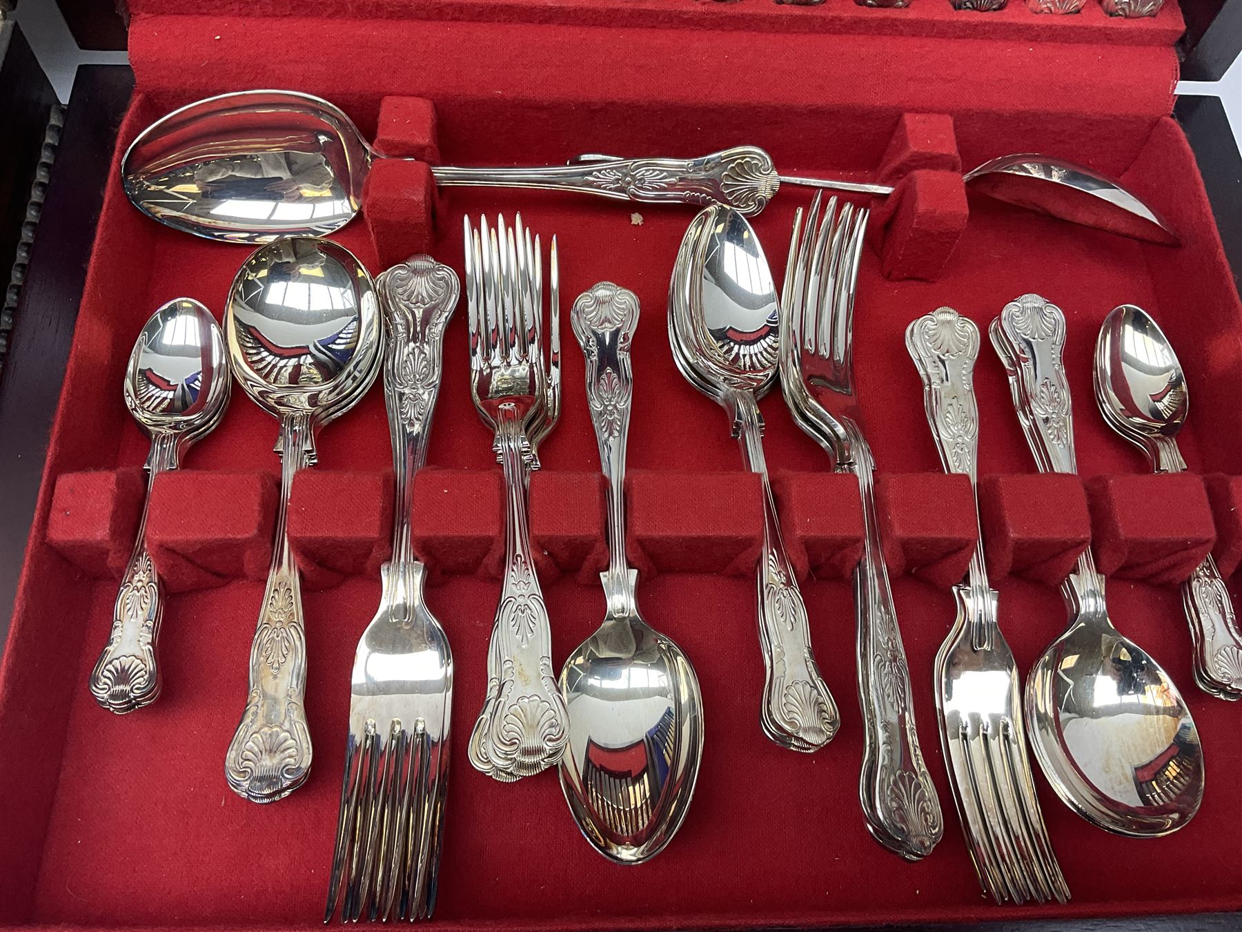 Dahlia Cabinet cutlery box with part canteen of cutlery to include Viners, and another canteen of Sheffield silver-plate cutlery for six