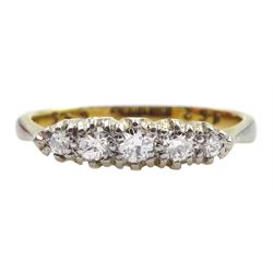 Gold five stone diamond ring, stamped 18ct