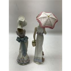Two Lladro figures, comprising Garden Classic, no 7617 and Garden Song, no 7618, with original boxes and artists signature beneath, largest example H23cm