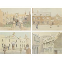 Roger Davies (British 1945-): 'Wilberforce House' 'The Old Grammar School' 'Trinity House School' and 'De La Pole House' Hull, set four watercolours over pencil signed and titled 23cm x 30cm (4)