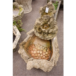  Composite stone water feature depicting a forest scene with otters and squirels, W80cm  