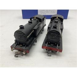 Hornby Dublo - two 3-rail Class N2 0-6-2 tank locomotives No.9596 in LNER black in modern unassociated plain blue box; and 6017 in LMS black; unboxed (2)