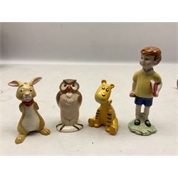 Set of eight Winnie the Pooh Beswick figures, comprising Christopher Robin, Winnie the Pooh, Tigger, Piglet, Rabbit, Eeyore, Owl and Kanger, six with original boxes, tallest H12cm  
