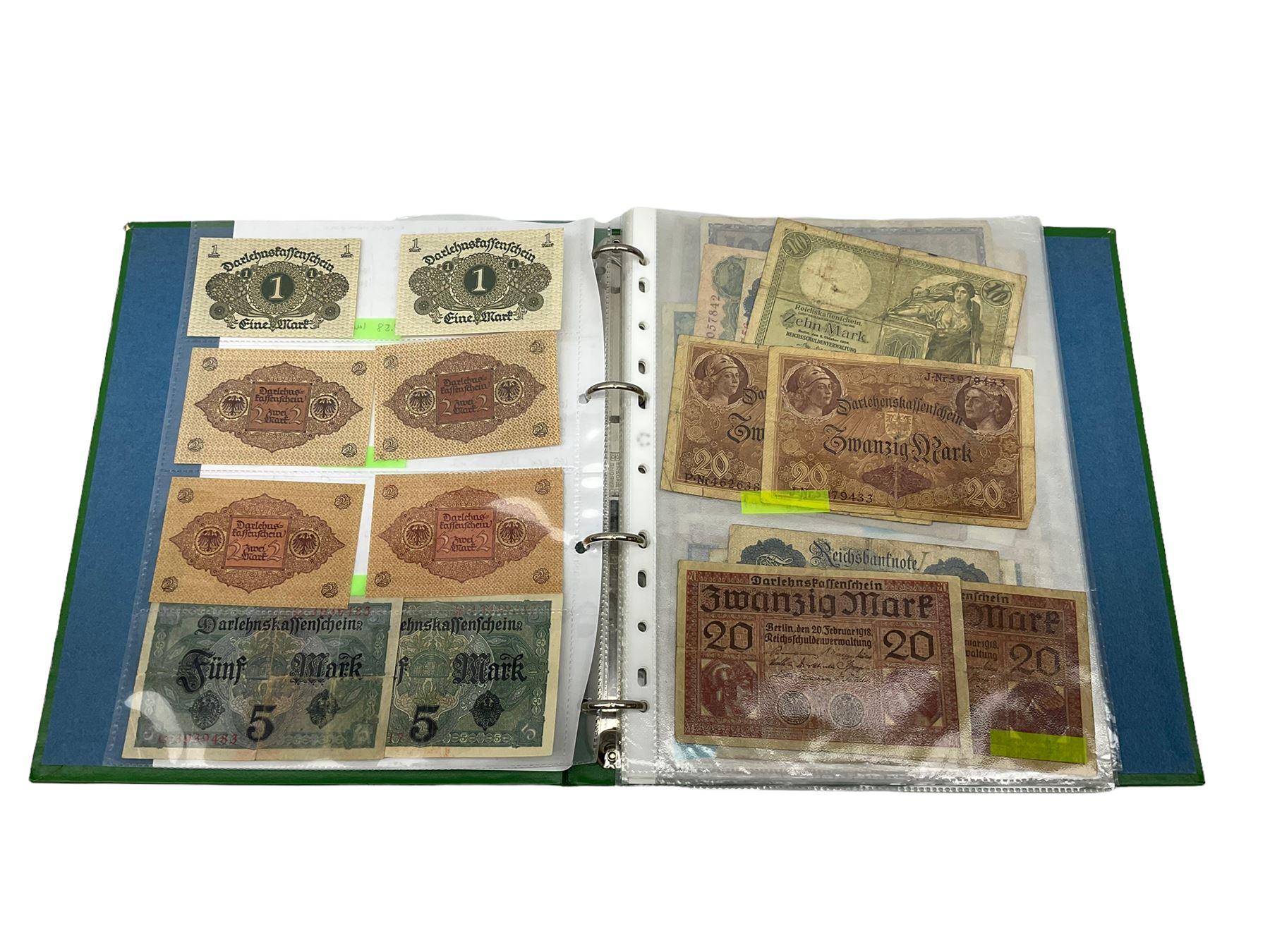 Collection of German banknotes, mostly dating between 1918 and 1923, many being of a high grade, with vendor's inventory, housed in a ring binder