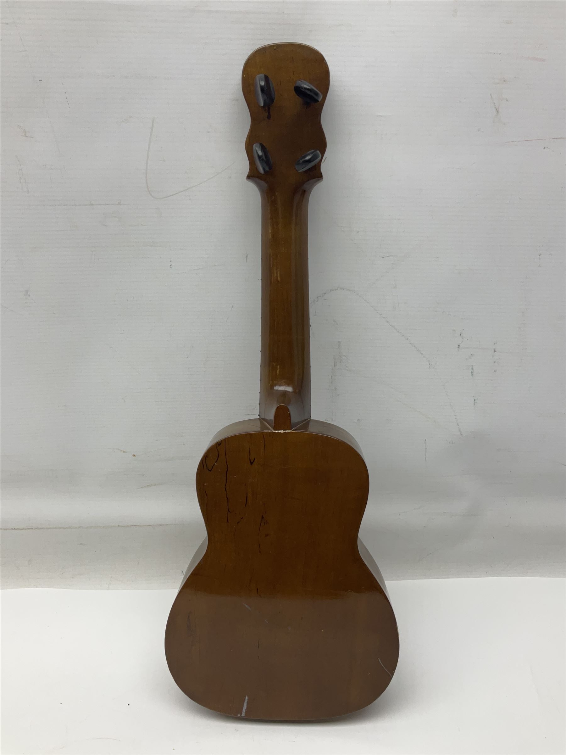 Trumelo BMI banjo ukulele no.3013 L58cm; in soft carrying case; and Kapok Brand guitar shaped ukulele L51cm (2)