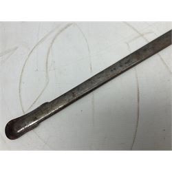 Victorian British Army officer's sword by Hobson & Sons Little Windmill Street London, the 82cm fullered steel blade etched with crowned Victoria cypher and 'HM 1st West York R.V.', lined gilded brass three-bar hilt incorporating Victoria cypher and wire-bound fish skin grip with plaited knot; in steel scabbard with two hanging rings L99cm overall