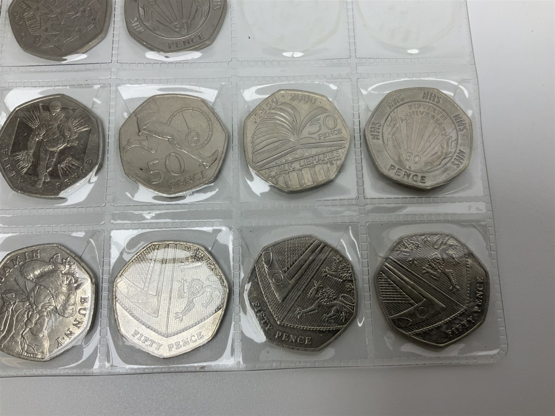 Queen Elizabeth II decimal fifty pence coins, including commemoratives, face value 11 GBP
