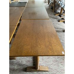 Three  rectangular walnut finish dining tables - LOT SUBJECT TO VAT ON THE HAMMER PRICE - To be collected by appointment from The Ambassador Hotel, 36-38 Esplanade, Scarborough YO11 2AY. ALL GOODS MUST BE REMOVED BY WEDNESDAY 15TH JUNE.