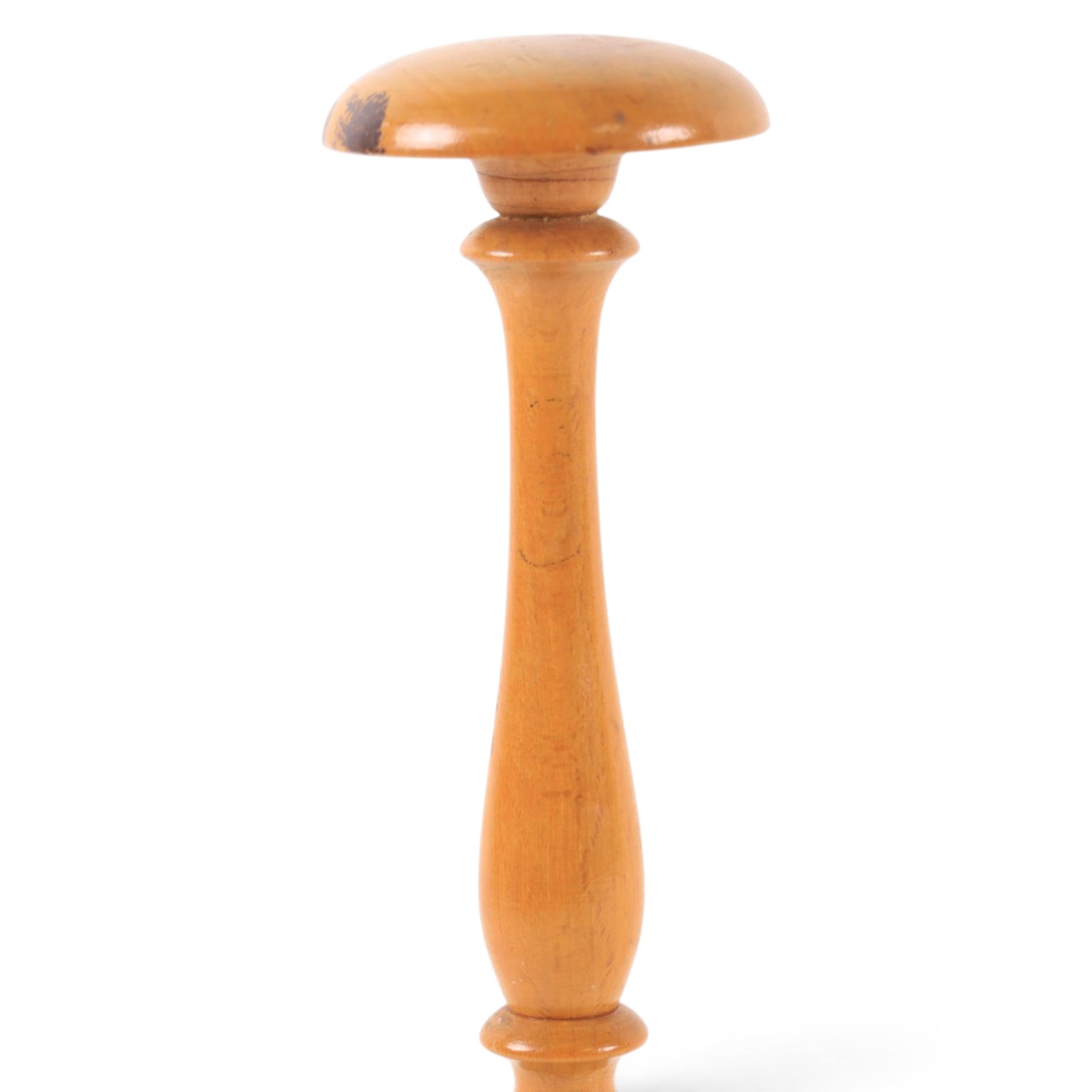 19th Century turned wig stand, H30cm