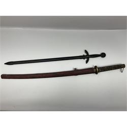 Reproduction WW2 German Luftwaffe officer's sword; and reproduction Japanese officer's sword katana (2)