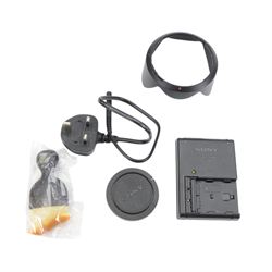 Sony Alpha A77 digital SLT camera body serial no. 0715628, with a Sony DT 2.8/16-50 SSM lens, serial no. 1810590, boxed with soft shell carry case, charger and instructions