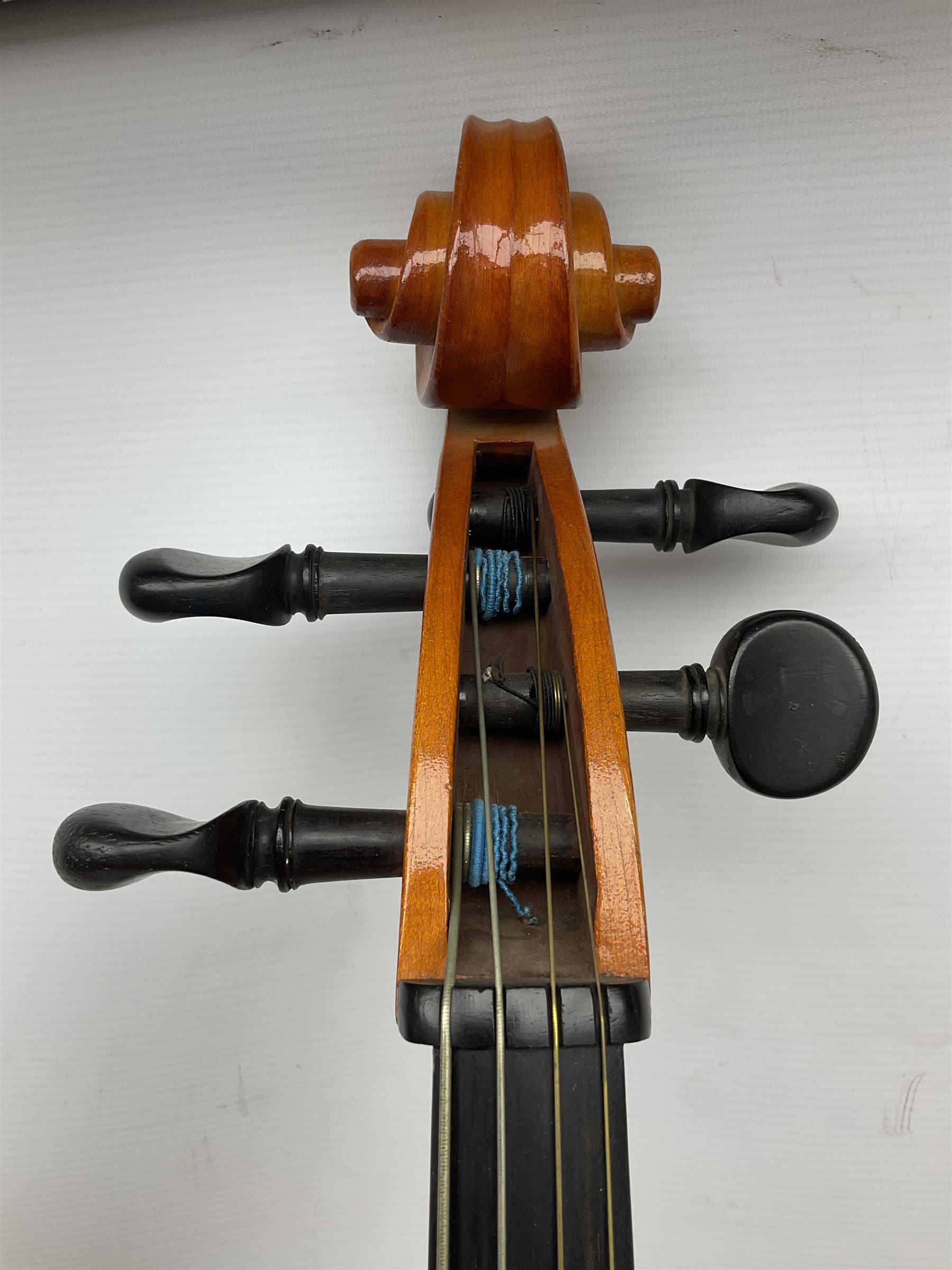 Modern Hungarian half-size cello with 69cm two-piece maple back and ribs and spruce top L114cm overall; and Stentor half size cello bearing label 'The Stentor Student II'; each in soft carrying case (2)