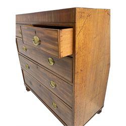 Georgian mahogany straight-front chest, two short over three long drawers, on turned feet