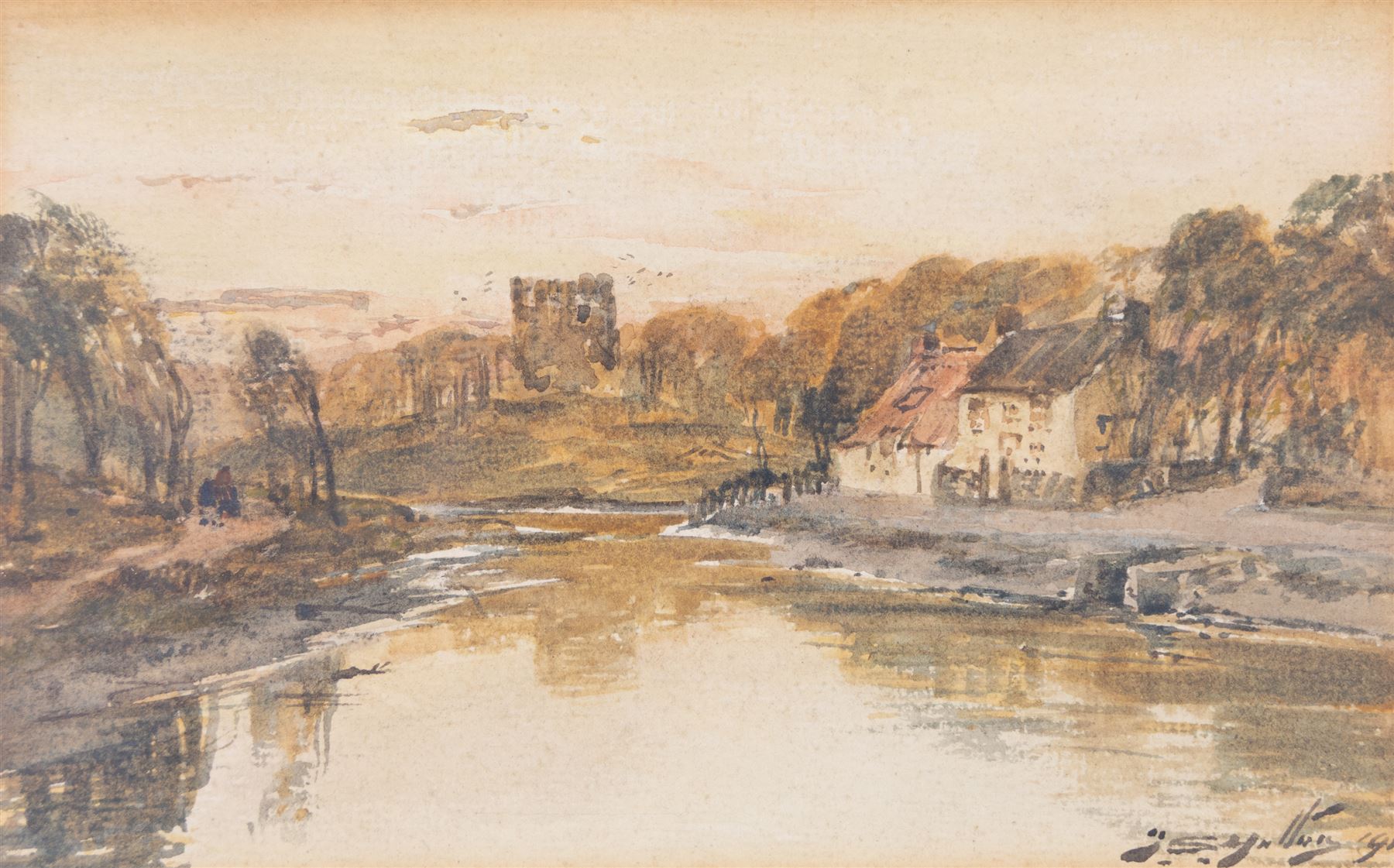 Thomas Swift Hutton (British 1860-1935): 'Whitby Town from Spion Kop' and Castle View, two watercolours one signed, the other titled and attributed verso 26cm x 36cm (2)