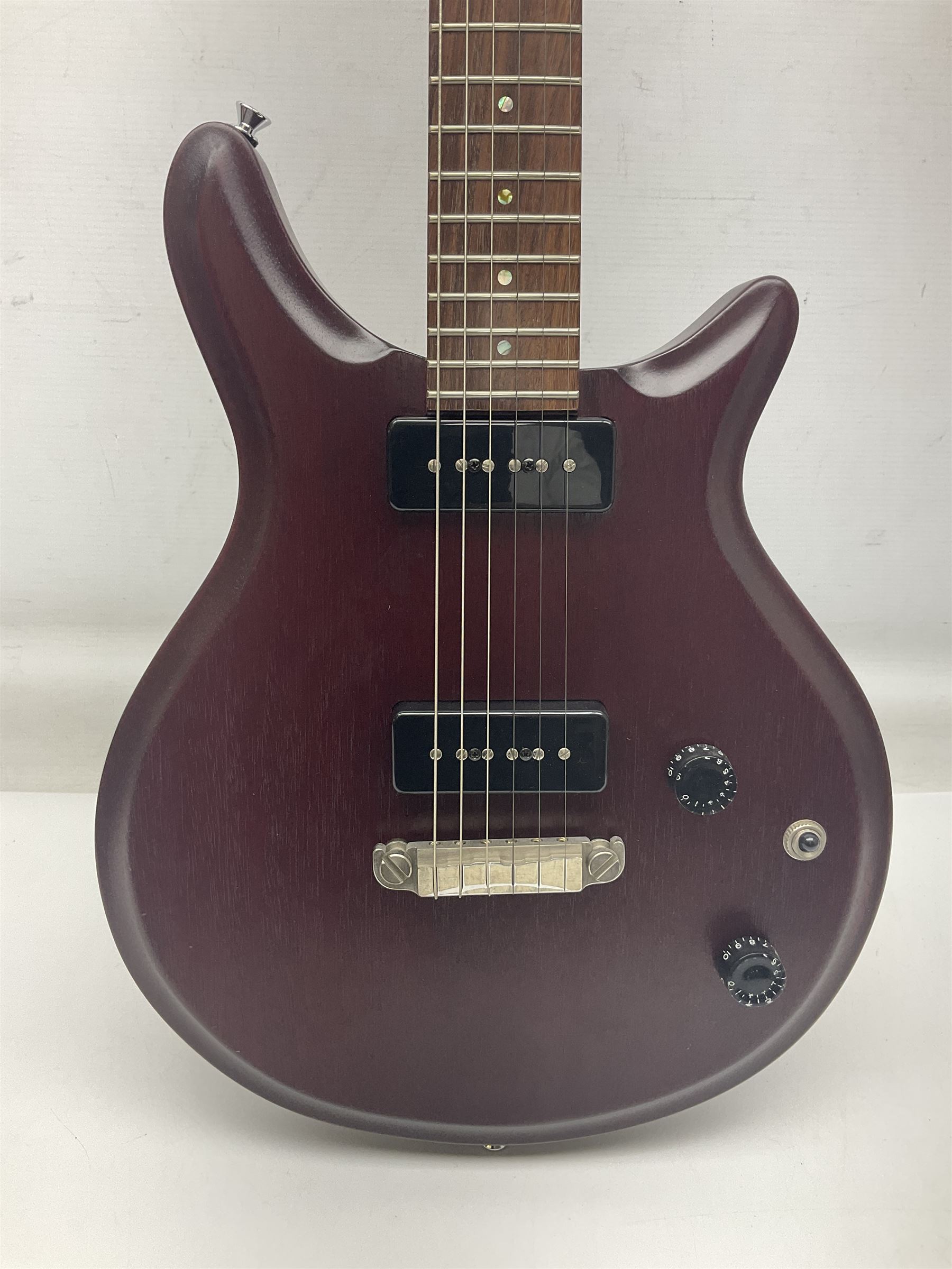 British hand-made mahogany electric guitar by 'JJ' luthier Dan Macpherson c2012 L95cm; in FX lightweight carrying case