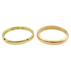 18ct rose gold band and a 14ct yellow gold band