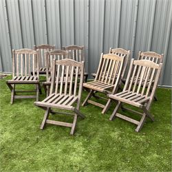 Britannic Teak solid hardwood folding chairs (9) - THIS LOT IS TO BE COLLECTED BY APPOINTMENT FROM DUGGLEBY STORAGE, GREAT HILL, EASTFIELD, SCARBOROUGH, YO11 3TX