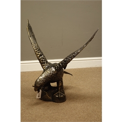 Bronzed finish cast iron eagle garden figure, H63cm