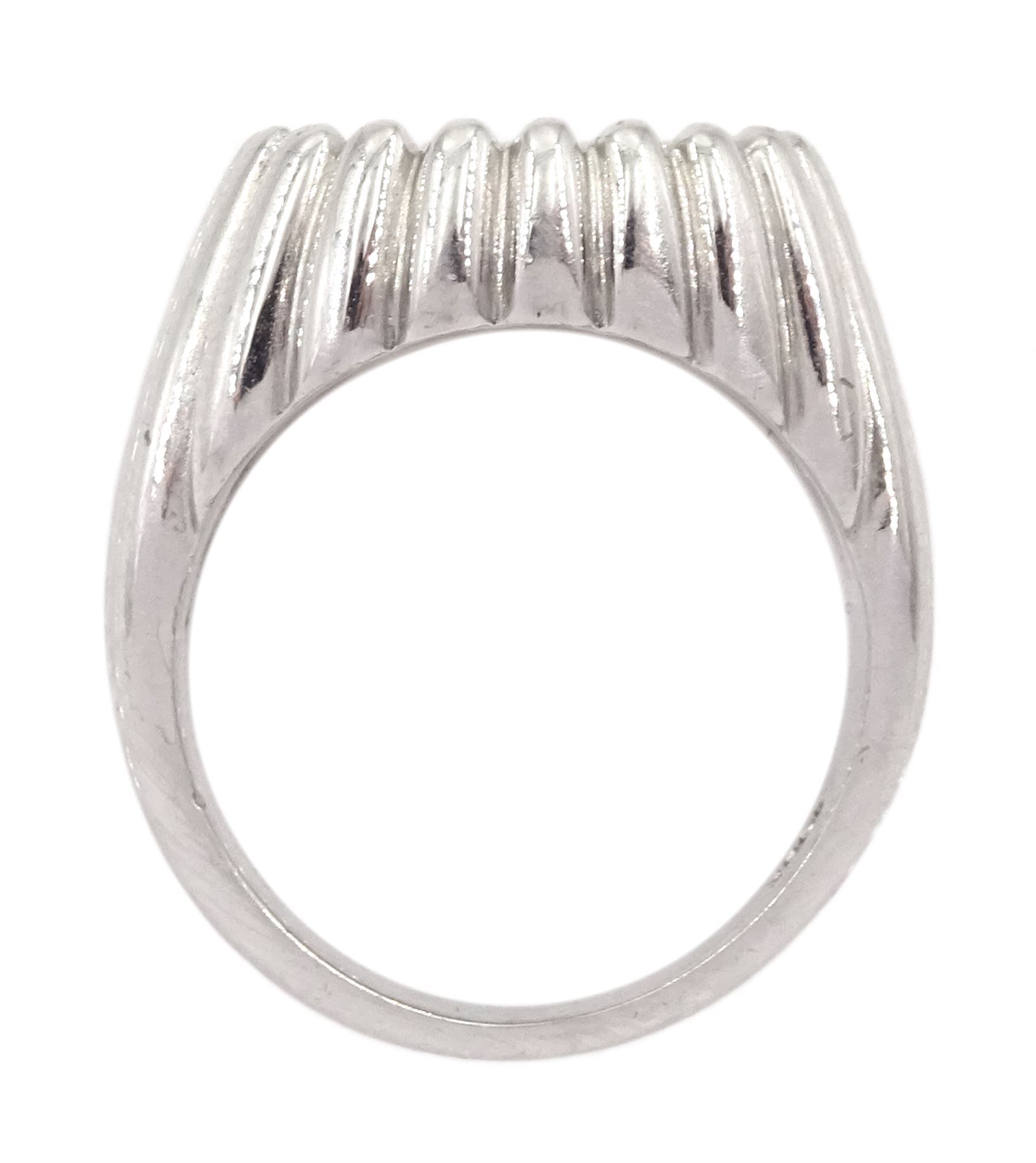 White gold diamond ring, fifteen pave set round brilliant cut diamonds, in an oval setting, stamped 18ct, total diamond weight approx 0.70 carat