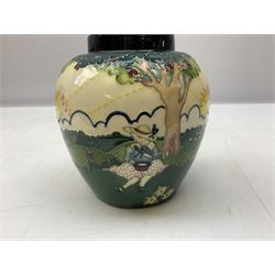 Moorcroft Nursery Rhyme Series Little Miss Muffet pattern ginger jar designed by Nicola Slaney, 2005 limited edition 85/250, printed and painted marks beneath, with original box H16cm