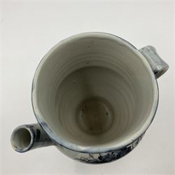 Tin glazed earthenware wet drug jug, decorated with cherubs in a landscape, H90cm 