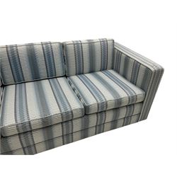 Knoll - 'Pfister' three-seat sofa, upholstered in striped blue and silver fabric, upholstered by DEDECE 