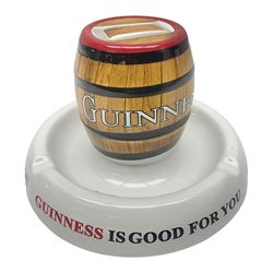 Mintons Guinness ashtray, with barrel to the centre, H10cm 