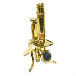  Baker of London travelling microscope with Chesterman vernier scale No16574 and a Swift brass microscope 
