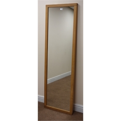  Ponsfords of Sheffield light oak framed rectangular wall mirror, W52cm, H171cm  