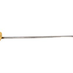 British Victorian court sword, for members of the Royal Household, by W.K & C of Solingen and retailed by Besch of Hanover St London, the 80cm blade etched to both side, the single bar hilt of gilt brass with Queens' crown pommel and downturned shell guard with the monogram of Queen Victoria, the wooden grip covered with silver wire, within leather scabbard with three gilt brass mounts and twin suspension rings, overall L96cm   