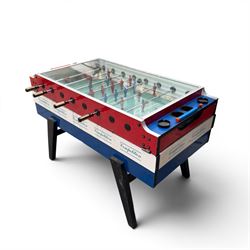 Garlando - vintage coin operated table football, tempered glass top, in red blue and white...