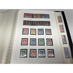 Stamps including various King George VI 12th May 1937 coronation, various 8th June 1946 Victory, various 1923-1948 Silver Wedding, Turks and Caicos Islands 'Raking Salt' mint marginal blocks of four etc, housed in two ring binder folders