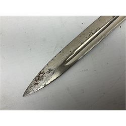 German nickel plated dress Bayonet, 24.5cm fullered blade, 40cm overall, unmarked