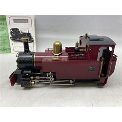Roundhouse G scale, gauge 1 0-6-0, live steam tank locomotive ‘Lady Anne’, in crimson, black and brass livery, unboxed, together with a Futaba digital proportional radio control system