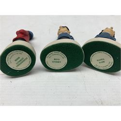 Thirteen Robert Harrop figures from the Beano Dandy collection, comprising Yo-Yo Collectors Piece 1996, Desperate Dan BD03, Cuthbert Cringeworthy BD08, Teach BD06, 'Erbert BD14, Toots BD12, Winston BD17, Fatty BD07, Dennis The Menace BD01, Dennis the Menace Fishing BD806, Sydney BD13, Wilfrid BD15 and Plug BD11