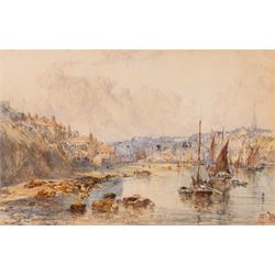 George Weatherill (British 1810-1890): Fishing Boats in the Lower Harbour Whitby, watercol...