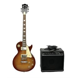 Westfield sunburst Les Paul style six-string electric guitar with ivory coloured trim L101cm; with Sunn ST-15 amplifier, serial no.VK-112435 (2)