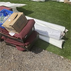 Galatent Marquees - 4x10m marquee, with Galatent burgundy floor. Comes with additional canopy for 4x4m. Complete with heavy duty storage bags for canopies and poles - THIS LOT IS TO BE COLLECTED BY APPOINTMENT FROM DUGGLEBY STORAGE, GREAT HILL, EASTFIELD, SCARBOROUGH, YO11 3TX