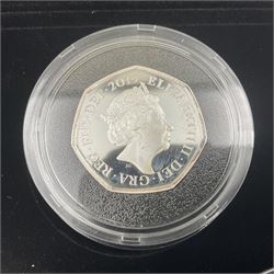 The Royal Mint United Kingdom 2019 'Celebrating 50 Years of the 50p' silver proof piedfort coin set, cased with certificate