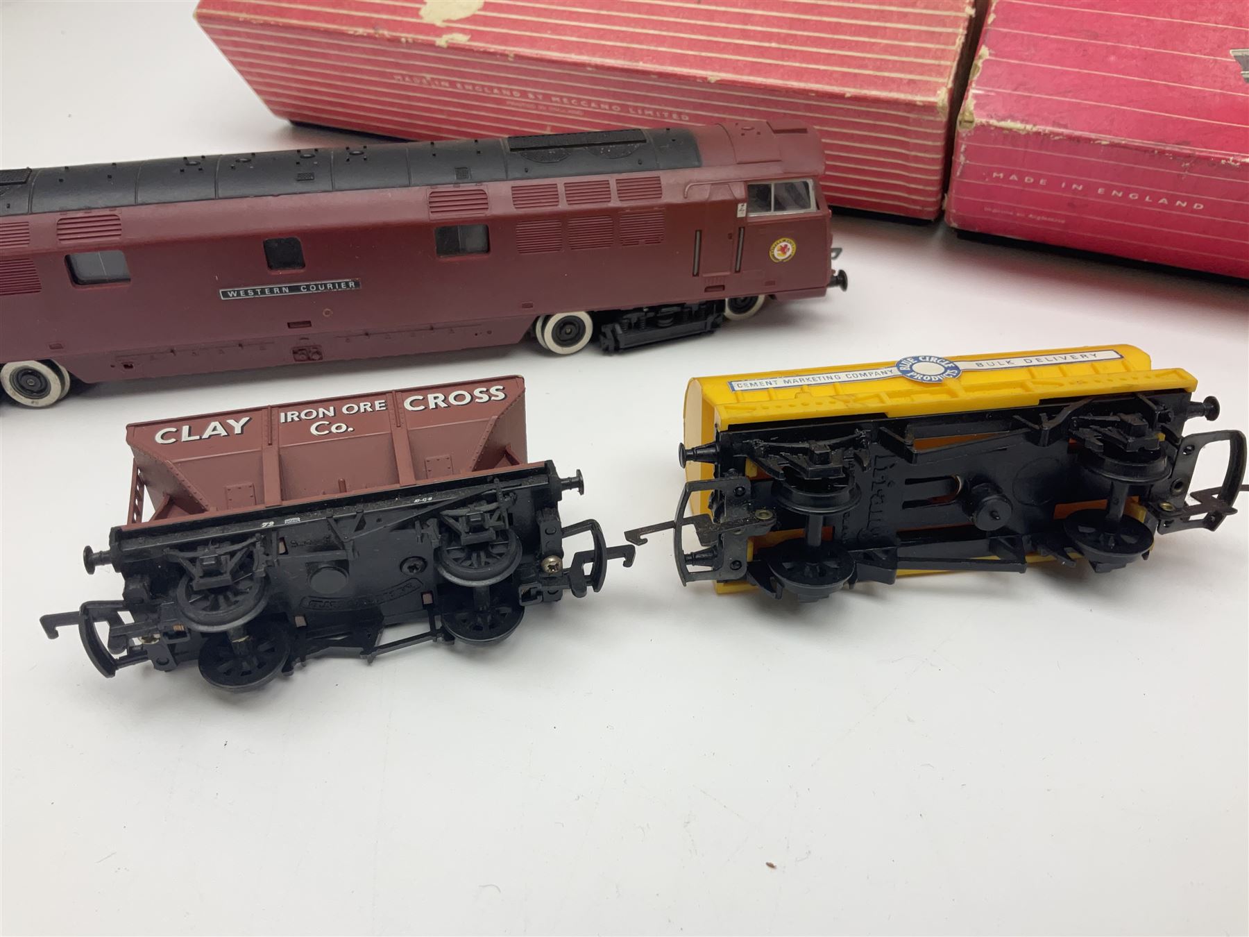 Hornby '00' gauge - LNER Heavy Goods Electric train Set with Class B12 4-6-0 locomotive No.8509, tender, seven wagons and accessories; boxed; Class 52 'Western' Diesel Hydraulic C-C locomotive 'Western Courier' No.D1062; Class 3F 'Jinty' 0-6-0 tank locomotive No.47606; and six goods wagons; two power controllers and oddments of track; all unboxed; together with Hornby Dublo TPO Mail Van Set with separate Line Side Apparatus and Junction Signals; all boxed