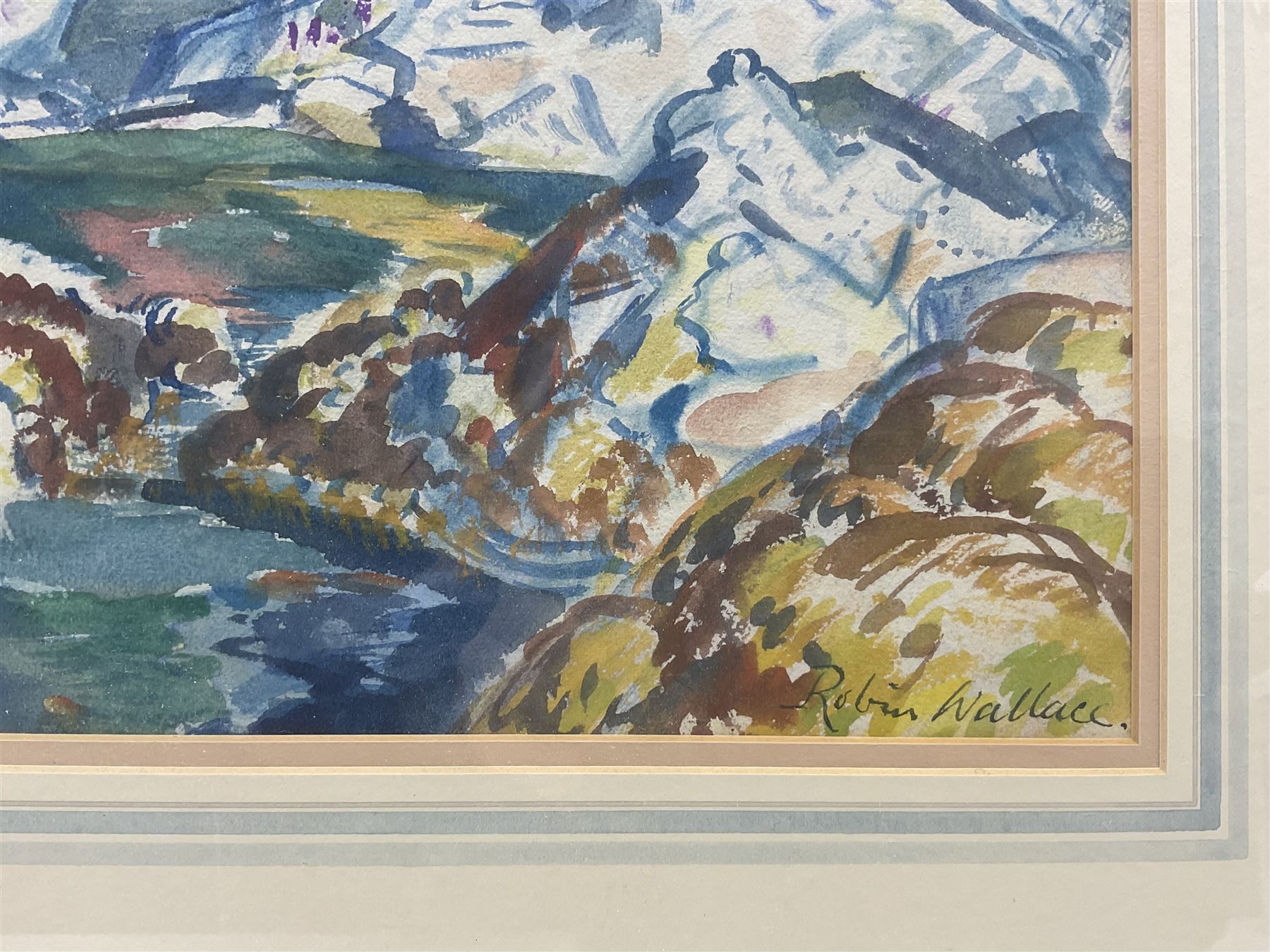 Robin Wallace (British 1897-1952): Impressionist Rocky Coastal Landscape, watercolour signed 29cm x 40cm