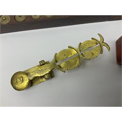 Brass sovereign scales and a part set of Georgian folding sovereign scales (one weight missing)