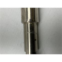 ‘The Metropolitan’ Police ebonised and black leather swagger stick, with combined whistle, 60cm