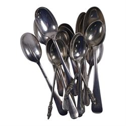 Group of silver, including matchbox cover, open salt, brush mounts and three napkin rings, together with a collection of silver plated cutlery, cruets etc