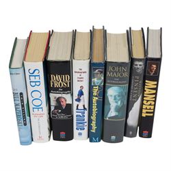 Eight signed autobiographies/biographies, comprising Twin Killing The Bill Mazeroski Story signed by Bill Mazeroski and John T Bird, Frankie Dettori, Nigel Mansell, David Frost, John Major, Geoffrey Boycott, Matthew Pinsent and Sebastian Coe
