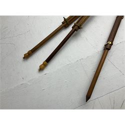 Early 20th century Ross London brass gunsight L67cm now as a telescope with Gaskell & Chambers bracket on hardwood and brass adjustable tripod marked 'Stands Inst No.16 Mk.1'