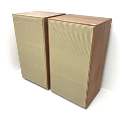  Pair large teak cased Lowther cabinet speakers, W47cm, H85cm, d37cm  