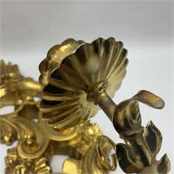 Pair of gilt wood single branch wall sconces, H40cm